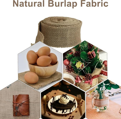 2" Wide Natural Burlap Fabric Roll - 10 Yards Jute Ribbon for Gift Wrapping, Wedding Decorations, Rustic Crafts, Wreaths & Home Decoration (5cm Wide)