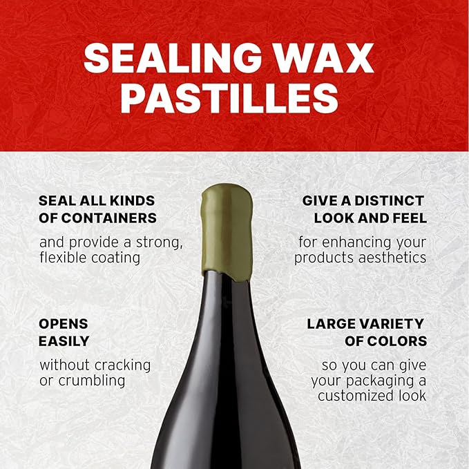Blended Waxes, Inc. Bottle Sealing Wax, Pastille Wax Seal Beads For Wine, Beer, and Liquor Bottle Sealing, Seals Between 25-30 Bottles, 1 lb, Olive Green