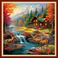 Magxvouy Cross Stitch Kits Stamped Full Range of Embroidery Kits,Cross Stitch Patterns Needlework Kits for Beginners 11CT Printed Kits&Deer by The Lake 18x18 inch