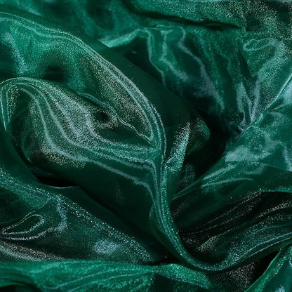 Fynite Sheer Organza Fabric | 20 Yards Long | 44" Wide | Bridal Solid Bolt for Wedding Dress, Fashion Craft Decorations | Silky Shiny Organza - Hunter Green