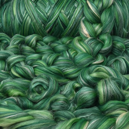 Merino Silk Luxe Tonal Designer Blend. Superfine Merino, Mulberry Silk, Tussah Silk. Top Roving for Spinning or Felting. Eden 4oz