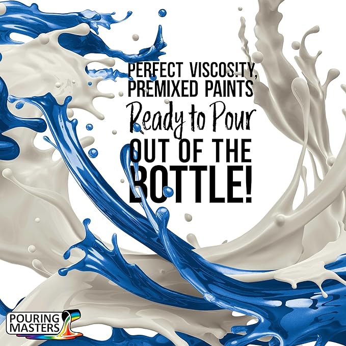 Pouring Masters Hawaiian Blue Metallic Pearl Ready to Pour Acrylic Pouring Paint - Premium 32-Ounce Pre-Mixed Fluid Acrylic Paint - Fluid Art Supplies for Canvas, Wood, Paper, Tile & Rocks