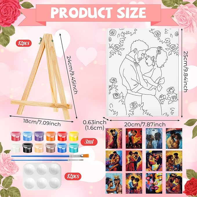 Zhanmai 12 Pack Pre Drawn Canvas for Painting Sip and Paint Kit 8" x 10" Paint Party Set Canvas Painting Pre Printed Canvases for Party Favor DIY Virtual Adult's Date Night(Sexy Couples)