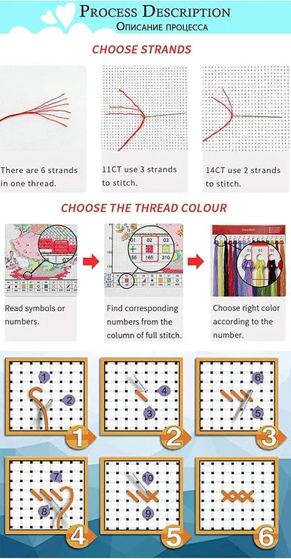 Hopeart Stamped Cross Stitch Kits for Beginner Embroidery Kits for Beginners Adults DIY 11CT Cross Stitch Patterns Needlepoint Kits Crossstitching Kits-Starry Sky Cat 18x18 inch