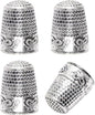 4Pack Thimbles for Hand Sewing, Sewing Thimble Hand-Working Sewing Thimble Finger Protector (Silver)