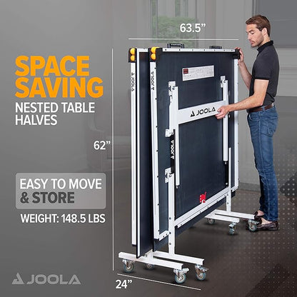 JOOLA Rally TL Professional MDF Indoor Ping Pong Table w/Quick Clamp Table Tennis Net & Post Set - 10 Minute Easy Assembly - Corner Ball Holders - Tournament Quality - Includes Playback Mode