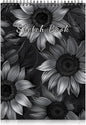 Cabreche Cute Sketchbook Top Spiral Bound Sketch Pad, 9 x 12 inch,100GSM Thick Paper,50 Sheets 100 Pages,Art Sketch Book Artistic Writing Drawing Paper for Girls Women Beginners-Black Sunflower