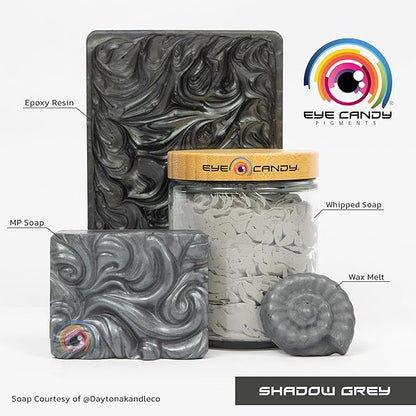 Eye Candy Pigments Premium Grey Mica Powder - Shadow Grey (50gr) - for Epoxy, Resin, Soap, Paint, Woodworking, Acrylic Pouring, Bath Bombs, Fishing Lures - DIY Arts and Crafts Additive