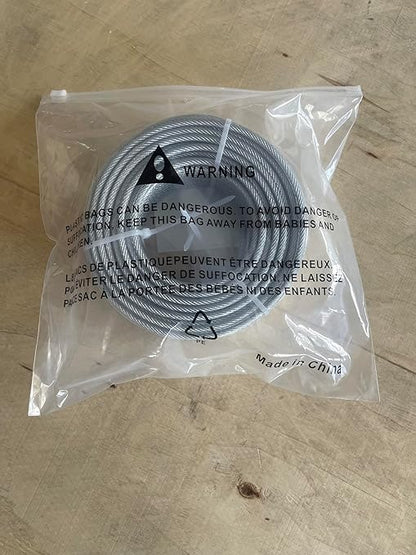 3/16" Wire Rope, 50Ft PVC Coated Steel Cable 7×7 Strand Core, Ideal Cable Railing System for Stair Handrail Balusters Porch Fence Deck, String Light Hanging, Clothesline, Curtains, Shade Sail