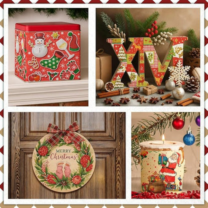 Crtiin 36 Pack 9 Styles Christmas Decoupage Napkins Assorted Christmas Decorative Decoupage Napkins Cocktail Paper for DIY Crafting Party, Each Unfolded 13 Inch