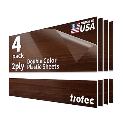 Trotec TroLase | 12"x24"x1/16", 4 Pcs | Cherry/White | 2 Ply | Modified Acrylic | Laser Engraving Double Color Plastic Sheet | Engraving Blanks for Laser, Saw, Guillotine | Made in USA