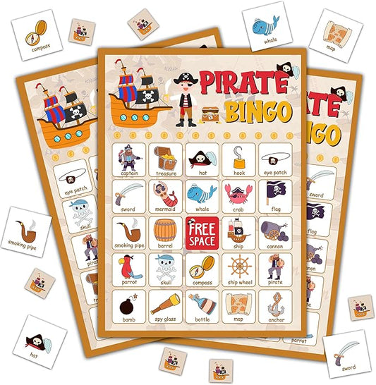 Pirate Party Game - Bingo Cards for Adults, 24 Players