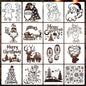 Christmas Stencils for Crafts Reusable 8” Large Christmas Stencil Santa Snowman Gnome Holiday Drawing Templates for Painting on Wood Doormat Fabrics Window Decor