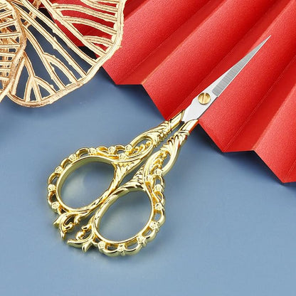 4.7 INCH Mini Stainless Steel Embroidery Scissors, Sharp Pointed Tip, Travel Scissors With Cover, Gold