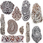 Royal Kraft Wooden Stamps for Block Printing on Saree Border, Textile, Clay, Pottery, Tattoo (Set of 10) MXtag0004
