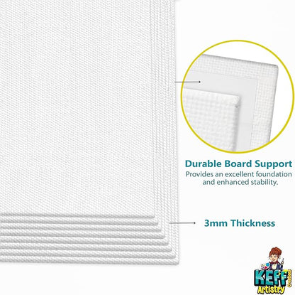 KEFF Canvas for Painting - 12-Pack 8x10 Canvas Value Pack - 100% Cotton Triple Primed Small Canvases for Painting. Mini Canvases Bulk Set for Acrylic, Oil, Watercolor&Tempera - Art Supplies for Adults