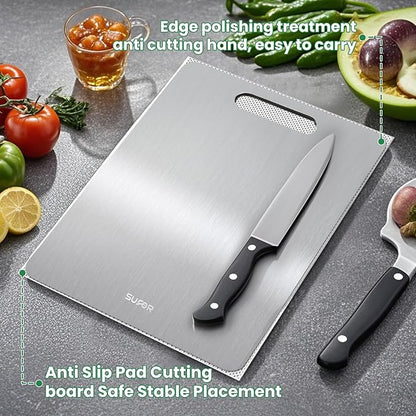 2 Pack Titanium Cutting Board - 100% Pure Titanium Cutting Boards For Kitche,Easy to clean, Double-sided food-grade Cutting Board For Cutting Meats, Fruits And Vegetables,13 * 9