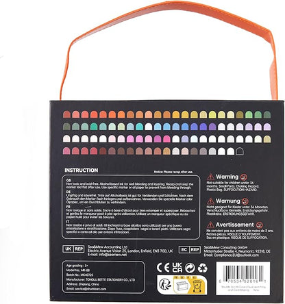 Shuttle Art 89 Colors Alcohol Markers, 88 Colors Dual Tip Art Marker Set Plus 1 Colorless Blender with Marker Case Perfect for Illustration Students Adult Coloring Sketching