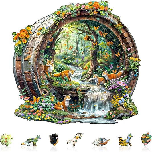 Wooden Puzzles for Adults, Fox Wooden Jigsaw Puzzle for Adults, 440 PCS Unique Animal Shape Wood Puzzles Adult, Birthday Party Gifts for Friends & Family Leisure Time Game Home Decor (XL-17.3*16.6in)