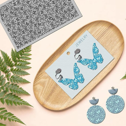 Arbuya Butterfly Polymer Clay Texture Mat - Butterflies Texture Sheet for Polymer Clay Jewelry Making, Earring Charms, DIY Craft Supplies
