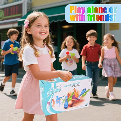 Bowling Set for Kids and Adults, Bowling Balls & Pins for Outdoor and Indoor Fit Christmas Birthday Carnival Party Games, Kids Education Motor Skills Outdoor Toys