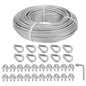 3/16 Galvanized Wire Rope, 100ft Galvanized Steel Cable 3/16 Inch, 7X7 Strands Core Aircraft Cable with 3/16 Rope Clamps, Thimbles, for Anchored Shed, Clothesline, Lights Hanging, Yard Zipline
