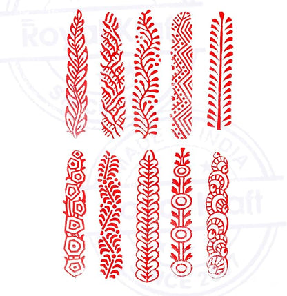 Mehndi Print Blocks Stylish Border Pattern Wooden Stamps (Set of 10) Htag2156
