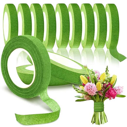 Max Shape 12 Rolls 1/2 Inch 30 Yard Floral Tapes for Bouquet Stem Wrapping, Green Floral Tape for Floral Arranging Craft Projects Corsages, Wedding Bouquet