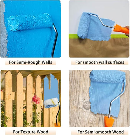 10 Pieces Paint Roller Cover with Frame Set, 2 inch Microfiber Roller Covers, Washable Covers for Roller Frame, House Painting Supplies, Naps for Paint Roller Brush for Painting Walls Ceilings