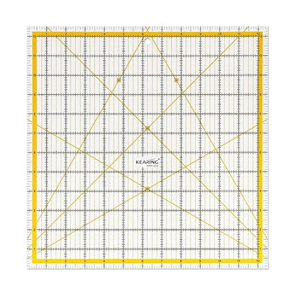 KERING Extra-Large Quilting Ruler - 12.5x12.5 inch Anti-Slip Acrylic Ruler for Patchwork Piecing, Bias Strips & Rotary Cutting, Professional Quilter's Must-Have Tool