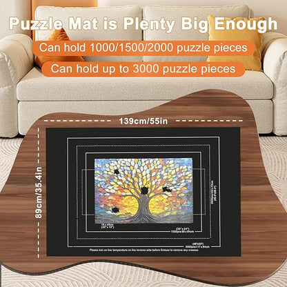 Napzy Puzzle Mat-Jigsaw Puzzles Matt Roll Up to 3000pcs Roll-up Puzzled Board Puzzling Organizers and Storage with 8PCS Jigsaws Sorting Trays, Drawstring Storages Bag Jigsawn Keeper Saver