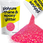 Hemway Polyurethane & Epoxy Resin Glitter 100g / 3.5oz Metallic Crystal Flake Additive for Flooring Jewelry Tumblers Glass Pigment - Chunky (1/40" 0.025" 0.6mm) - Fluorescent Pink