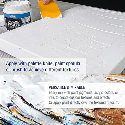 U.S. Art Supply Acrylic Modeling Paste - 16.9oz (500ml) Lightweight, Flexible, Mixable, Sandable, and Archival-Safe