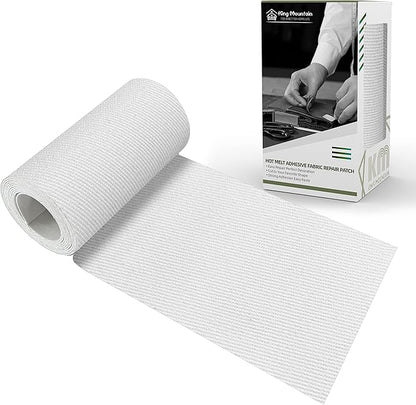 KING MOUNTAIN 100% Cotton Fabric Iron-on Repair Patch, Inside&Outside Clothes Repair Patch, 3"x60" with Backing Glue Repair Decorative Patch kit (White)