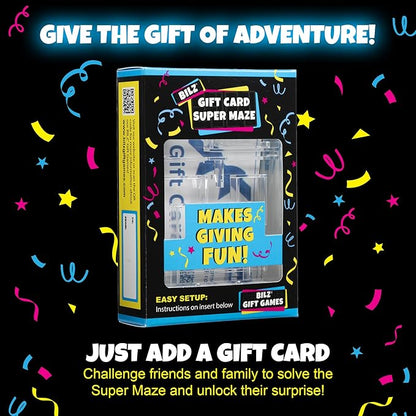 BILZ® Super Maze | Gift Card Puzzle Game for Ages 8+ | Made in USA | Easy Fun Setup | Fits Gift Cards, Cash (Folded), and Notes | Great for Graduations, Christmas, & Birthdays