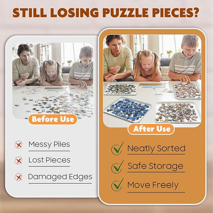11.5 x 8.3 in Puzzle Sorting Trays Stackable, 6-Pack Puzzle Piece Sorter Trays for 1000/1500/2000 Pieces