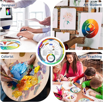 Mcbazel 3 Pieces Color Mixing Guides Wheel, Paint Mixing Learning Guide Art Class Teaching Tool for Makeup Blending Board Chart Mix Colours (3 Sizes)