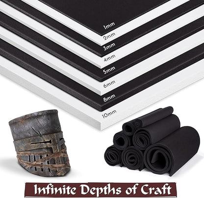 Shape Retention EVA Cosplay Foam 6mm (1mm-10mm) 14x39 inch Black or White High Density EVA Foam Sheets. Premium 85 kg/m3 Heat Shape Material for DIY Convention or Halloween Costumes by The Foamory