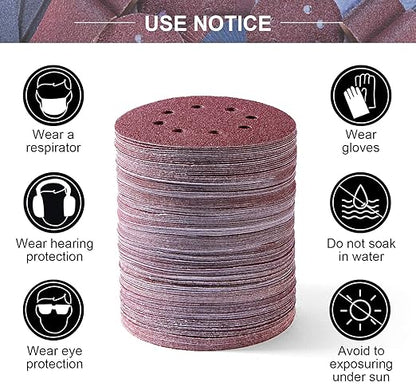 S SATC 150 PCS Sanding Disc 60 80 100 120 150 180 240 320 400 600 Grit Sanding Discs 5 Inch 8 Hole Hook and Loop Sanding Discs for Random Orbital Sander
