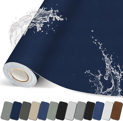 Canvas Repair Patch, Strong Sticky Fabric Repair Tape, Self-Adhesive Fabric Patch for Sofas, Tote Bags, Clothing, Car Seats, Furniture (Dark Blue, 3.5X79 Inch)