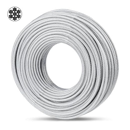 3/16" Wire Rope, 100Ft PVC Coated Steel Cable 7×7 Strand Core, Ideal Cable Railing System for Stair Handrail Balusters Porch Fence Deck, String Light Hanging, Clothesline, Curtains, Shade Sail