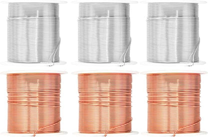 Mandala Crafts 22 Gauge Anodized Aluminum Craft Wire for Jewelry Making - 450 FT Colored Flexible Silver Copper Tone Wire - Bendable for Bonsai Armature Crafting Sculpting