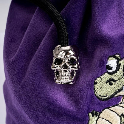 Large DND Dice Bag Purple Velvet Storage Bag with Cartoon Dragon Pattern for Role Playing Games Tabletop Games - Capacity 100+ Polyhedral Dice