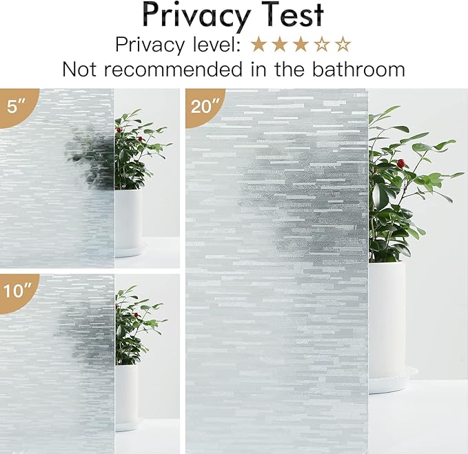 Haton Window Privacy Film, Frosted Glass Static Cling Sun Heat Blocking Window Clings, Frosting Opaque Coverings, Vinyl Removable Stickers Tint for Home Door Office, Non Adhesive 11.8" x 78.7"