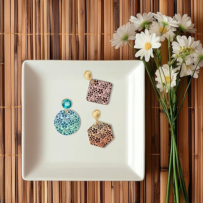 CHGCRAFT Vine Small Flowers Pattern Polymer Clay Texture Sheet Plant Leaves Silicone Texture Mat for Polymer Clay Making Earrings Jewelry DIY Crafts 5.5 × 5.5 Inch