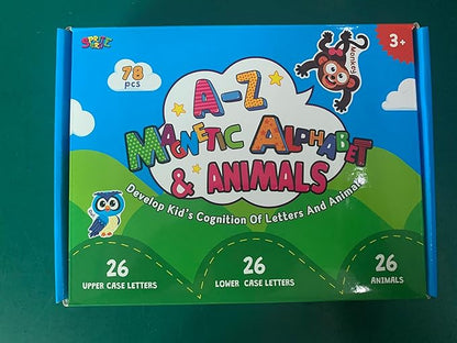 78 Magnetic Alphabet, 26 Uppercase, 26 Lowercase Letters & 26 Object Patterns, Adorable Animal Alphabet ABC Fridge Magnets Educational Letter Spelling Learning Toys Set for Toddlers 3 4 5 Years Old