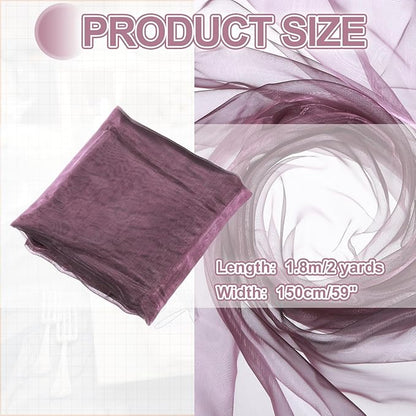 MECCANIXITY Iridescent Sheer Organza Fabric, 2 Yards x 59 Inches Solid Holographic Shiny Fabric Organza Cloth for Wedding, Curtains, Costume, Photo Background, Gradient Gray Purple
