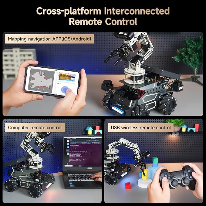 Yahboom Robot Large AI Model ROS2 Programming Python,Lidar SLAM,3D Map Navigation,AI Vision, 6DOF Robotic Arm Voice Control,Intelligent Classification, with Jetson Nano 4GB
