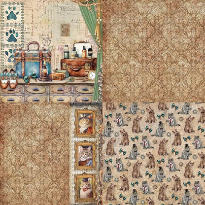 24 Sheets Cat Decorative Scrapbooking Paper Pad 6x6 Craft Paper Single-Side Card Making Supplies for Junk Journal, Origami, Holiday Journaling