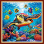 Joyhoor Cross Stitch Kits for Beginners Stamped Cross-Stitch Supplies Needlework preprint Embroidery Kits for Adults DIY Needlepoint Kits Embroidery Patterns 11CT-Underwater sea Turtle 18x18 inchs